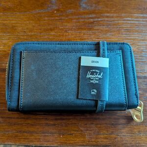 Herschel Black Wallet with Gold Zipper